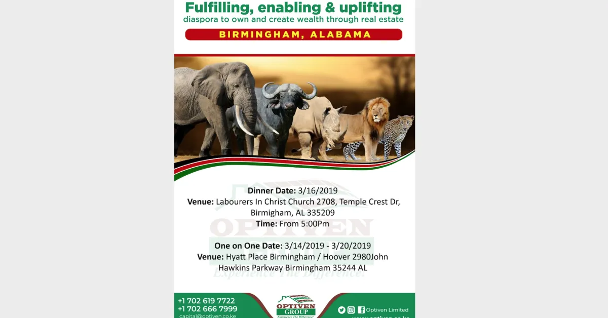 Real Estate Firm Optiven Visits Birmingham, Alabama March 14th to March 20th