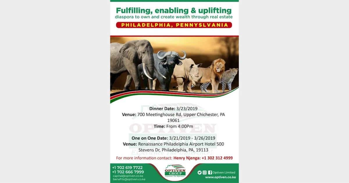 Real Estate Firm Optiven Visits Philadelphia, Pennsylvania March 21st to March 26th