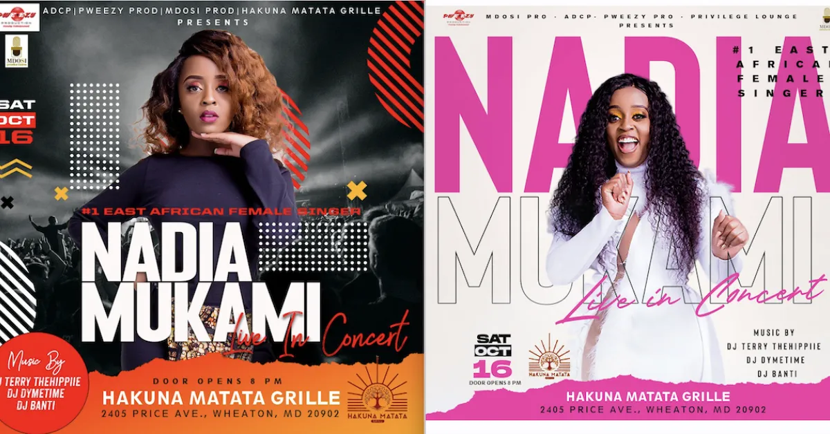 East Africa’s #1 Female Singer Nadia Mukami Performs Live on Sat, Oct 16 at Hakuna Matata Grille in Wheaton, MD