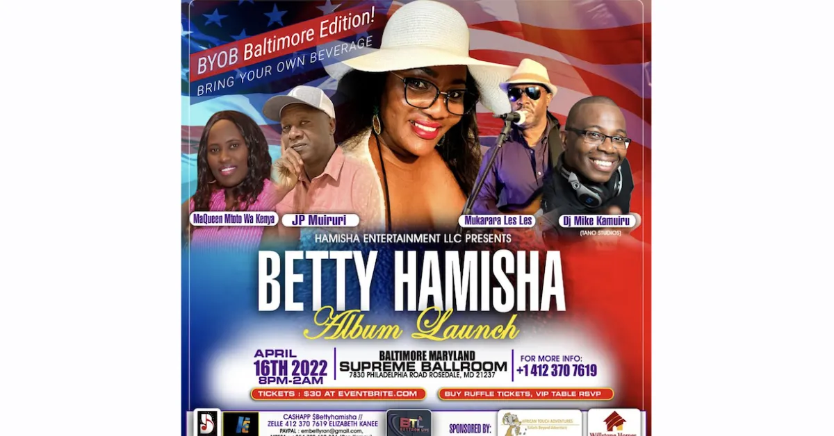 Mugithi Night/Album Launch By Kenyan Artist Betty Hamisha in Baltimore, MD on Sat, April 16, 2022