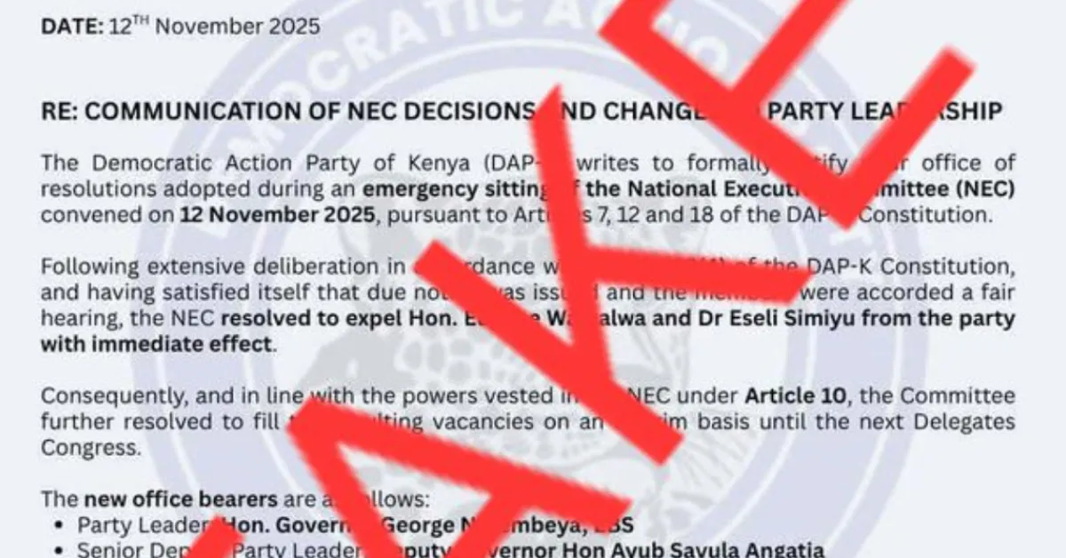 DAP-K Denounces Forged Letter Claiming Leadership Changes