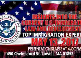 Immigration Information Session & Mother's Day Charity Dinner: Sat, May 13th in Lowell, MA