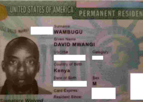 Lost and Found Green Card in Baltimore, MD Belonging to a Kenyan National