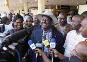 Raila Gets a Grand Reception after Landing at Kisumu International Airport
