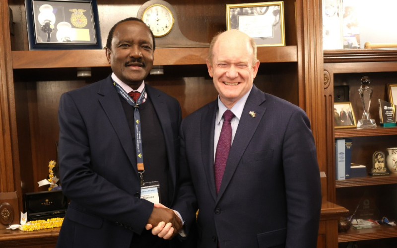 Kalonzo Meets US Senator Coons for High-Level Talks in Washington