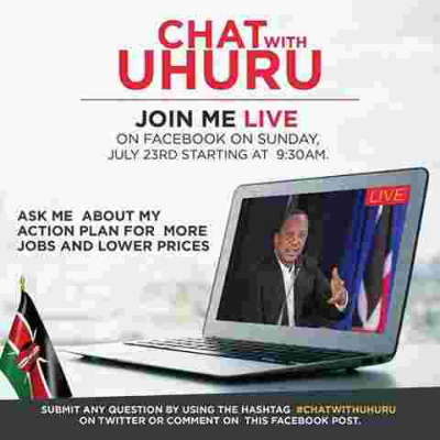 President Uhuru to Engage Kenyans Live on Facebook on Sunday: #ChatWithUhuru