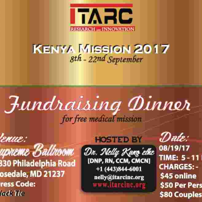 ITARC Fundraising Dinner Gala to Support a Free Medical Mission to Kenya: Sat, Aug 19th in Baltimore, MD