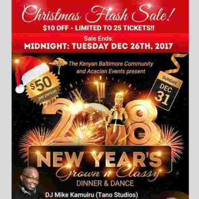 $10 OFF Christmas Flash Sale: New Year’s Eve Celebrations in Baltimore, MD w/ DJ Mike Kamuiru
