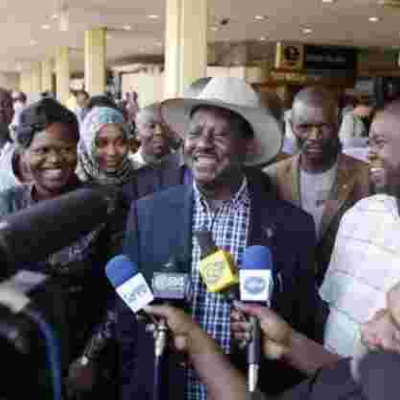 Raila Gets a Grand Reception after Landing at Kisumu International Airport