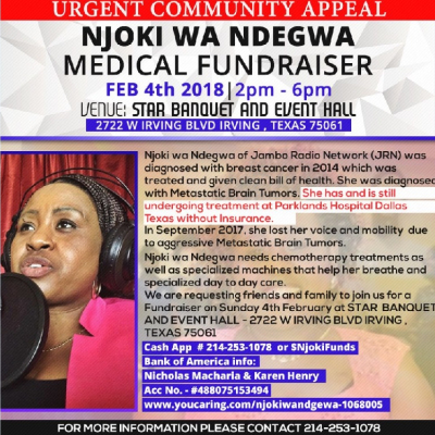 Urgent Appeal: Medical Fundraiser for Njoki wa Ndegwa of Jambo Radio Network (JRN)