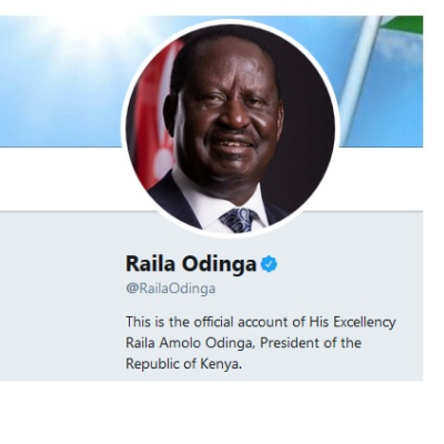 Raila Declares Himself "President of the Republic of Kenya" on Twitter