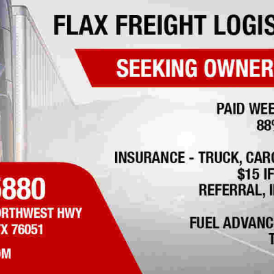 Flax Freight Logistics Seeking Owner Operators; Sign-on Bonuses Available