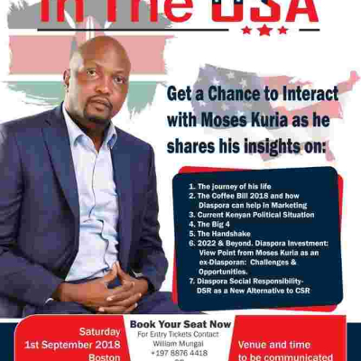 Gatundu South MP Moses Kuria to Address Kenyans in Boston, Massachusetts