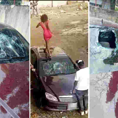 Video of Kenyan Girl Smashing Boyfriend's Mercedes Benz for Allegedly Cheating on Her Goes Viral Online
