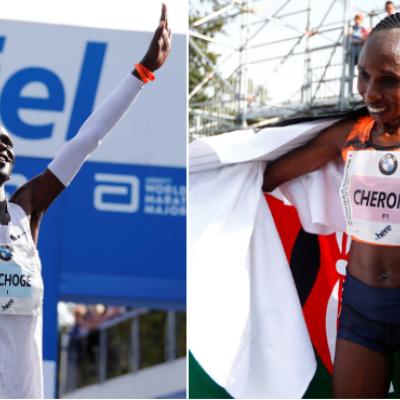Kenyans Express Joy as Athletes Eliud Kipchoge and Gladys Cherono Fly Kenya's Flag High in Berlin, Germany