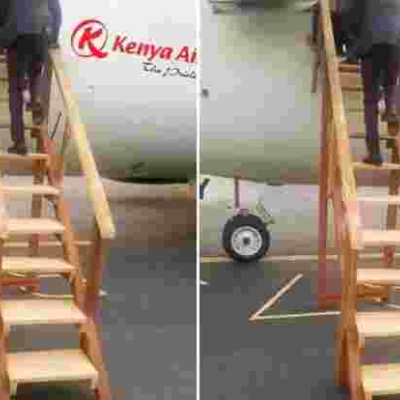 Kenya Airways Speaks out After Photo of Wooden Airplane Stairs Goes Viral