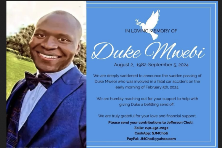 Death Announcement: Duke Mwebi of Laurel, Maryland